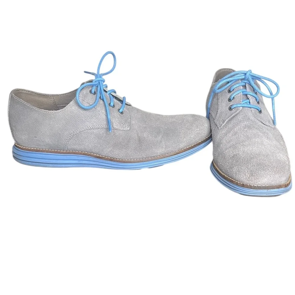 Cole Haan Gray Suede Leather Plain‎ Toe Grand OS Oxfords Mens Size 8.5M
